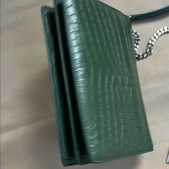 Yves Saint Laurent Dark Green Croc-Embossed Crossbody Bag - Picture 8 of 13